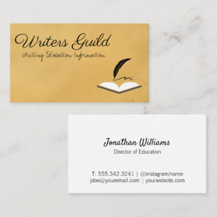 Feather Pen and Book Business Card