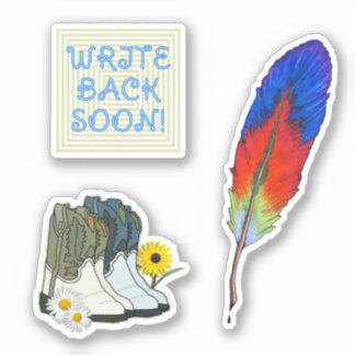 Feather Pen and Cowboy Boots Pen Pal Sticker