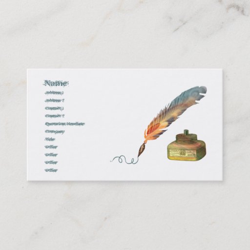 Customizable Feather Pen Standard Business Card