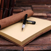 Feather Pen Gift Set: Gift Box and Leather Journal (Inside)