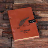 Feather Pen Leather Journal Set with Pen & Holder (Top)