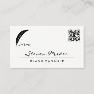 Feather Pen Logo QR Code Business Card