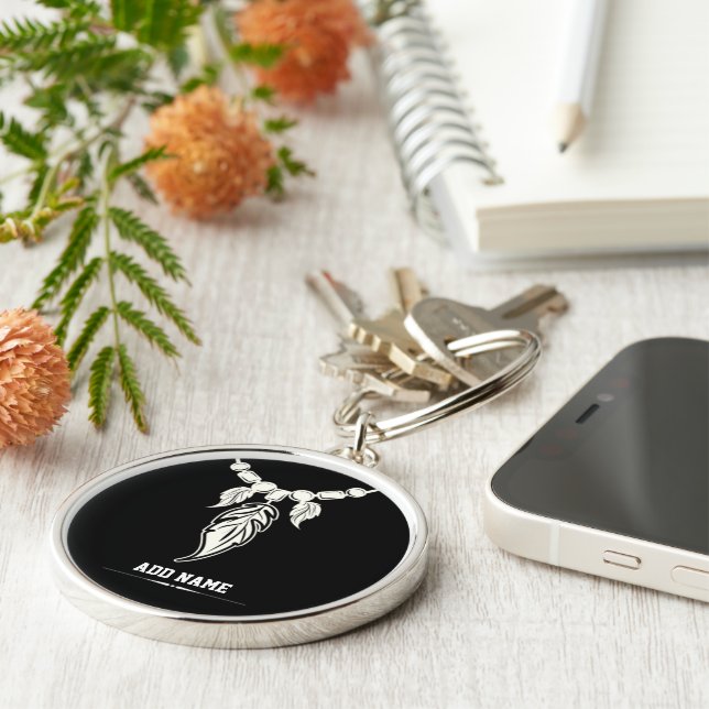 Feather Pendant Necklace for Men – Minimal Silver  Keychain (Side)