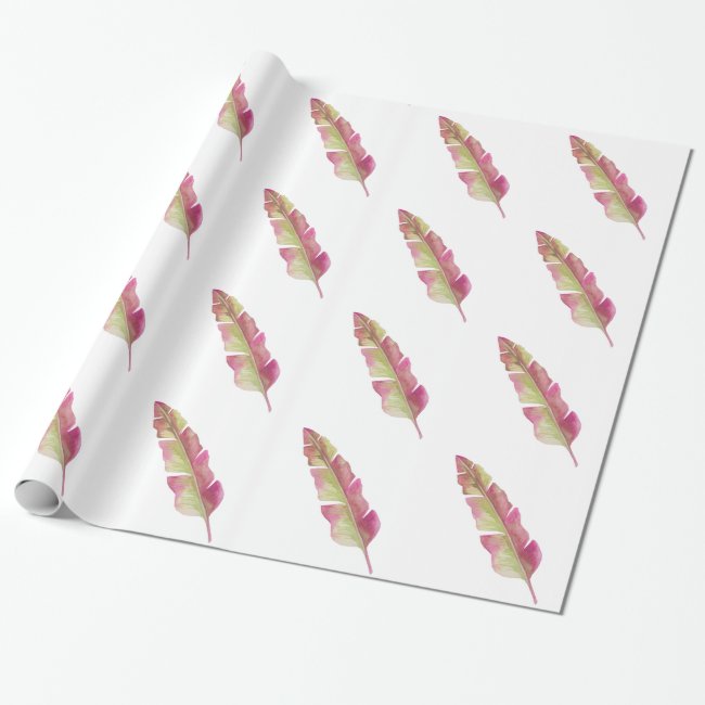 Feather, pink and green - Wrapping paper
