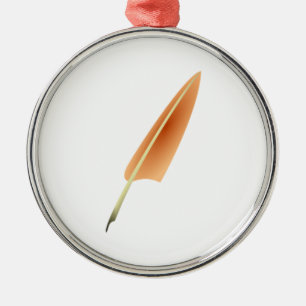 Feather Quill Pen Metal Ornament
