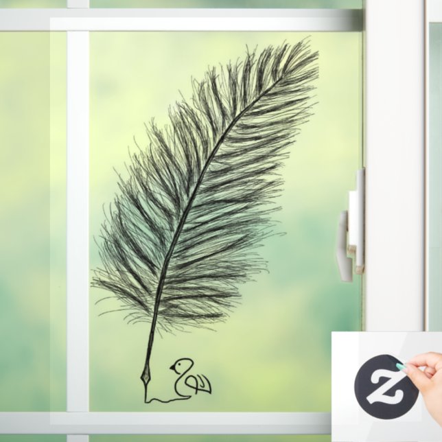 Feather Quill the voice of thoughts and emotions Window Cling (Home)