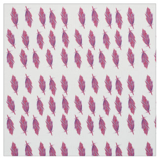 Feather Red Pink Watercolor Fabric