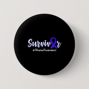 Feather Ribbon Ataxia Awareness Support Gifts  Button