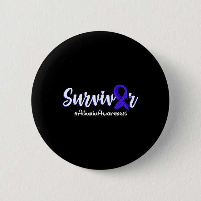 Feather Ribbon Ataxia Awareness Support Gifts  Button (Front)