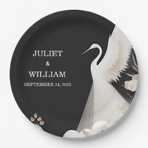 Feather Rustic Asian Sky Fun Cloud Crane Wedding Paper Plates