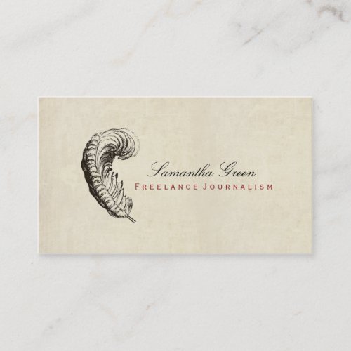 Feather Simple Distressed Vintage Business Card