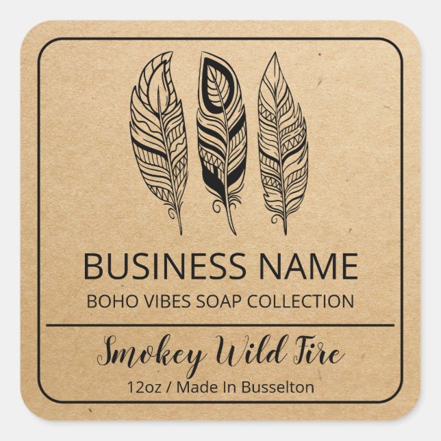 Feather Soap Business Labels (Front)