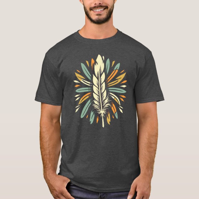 Feather Southwest Warrior Indian Tribal Art T-Shirt (Front)