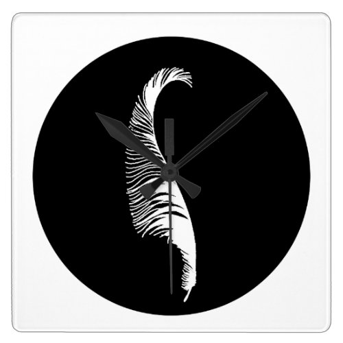 feather square wall clock