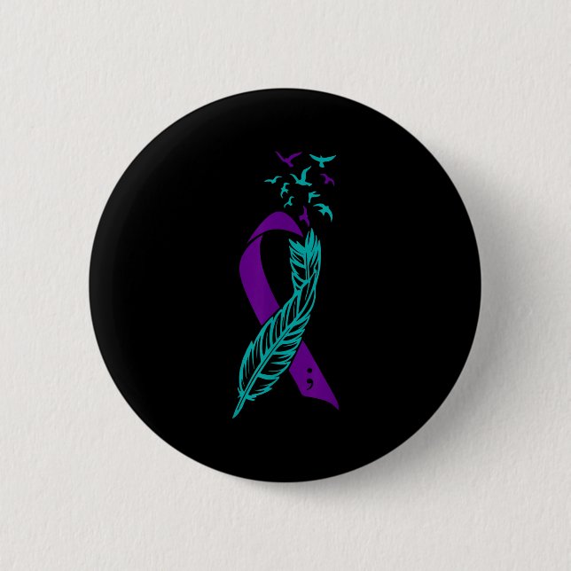 Feather Suicide Prevention Awareness You Purple Te Button (Front)