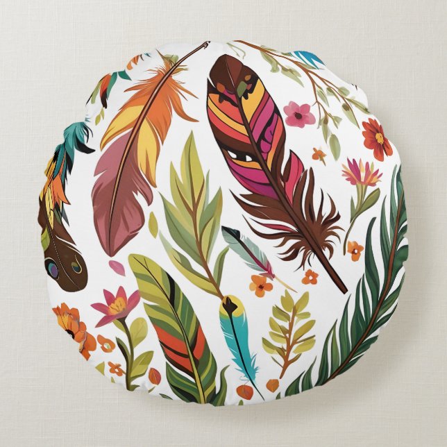Feather Symphony Round Pillow (Front)