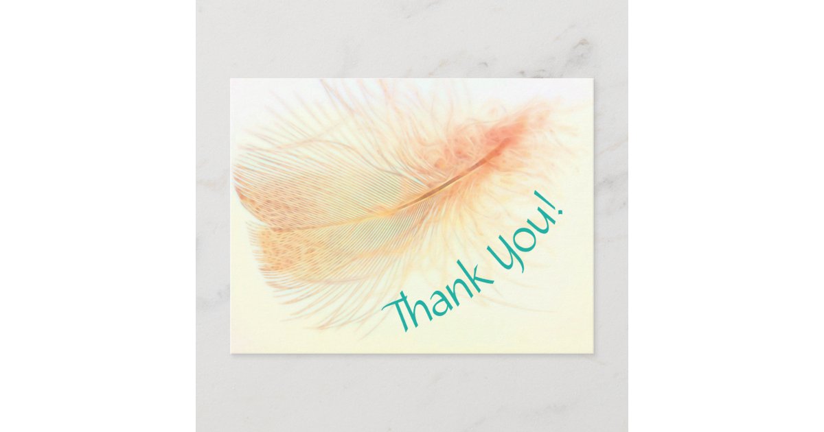 Feather Thank You Postcard | Zazzle