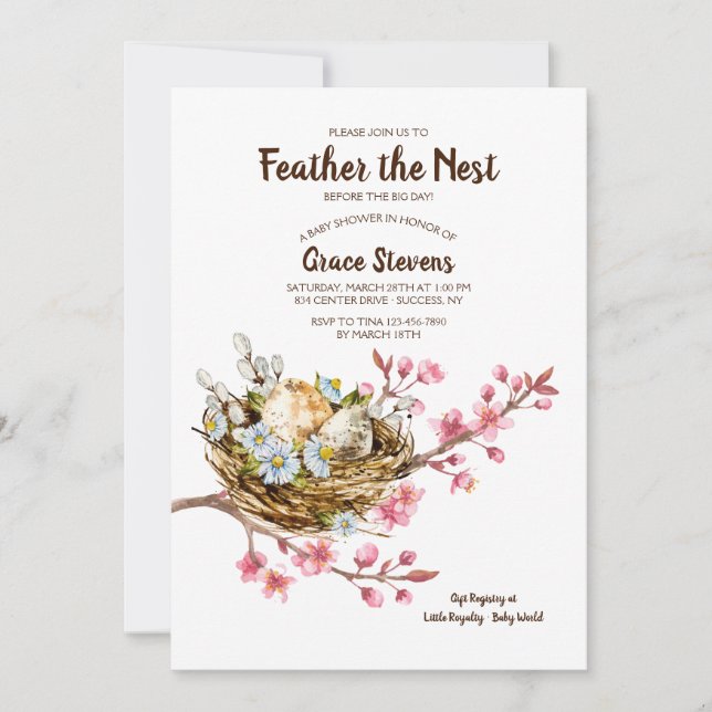 Feather the Nest Baby Shower Invitation (Front)