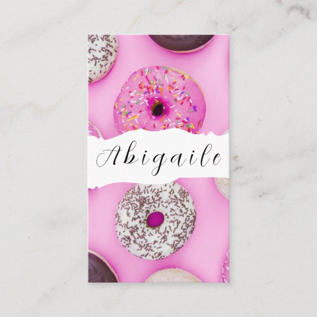 Feather Vector Seamless Vintage Donuts Business Card (Front)