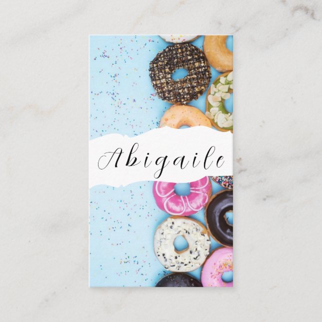 Feather Vector Seamless Vintage Donuts  Business Card (Front)