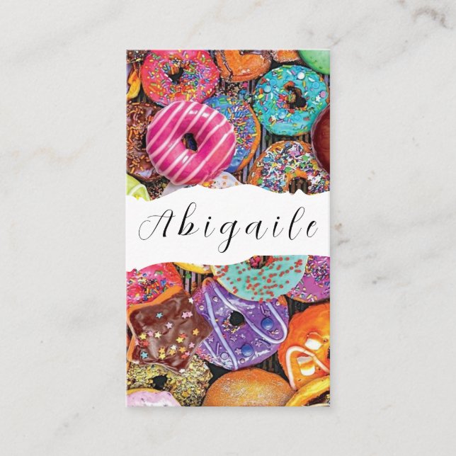 Feather Vector Seamless Vintage Donuts Business Card (Front)