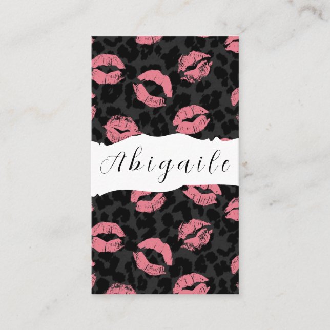 Feather Vector Seamless Vintage Lips Business Card (Front)