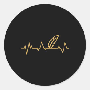 Feather Vintage Heartbeat Love Indigenous Peoples Classic Round Sticker