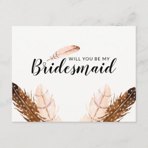 Feather Watercolor Bridesmaid Invitation
