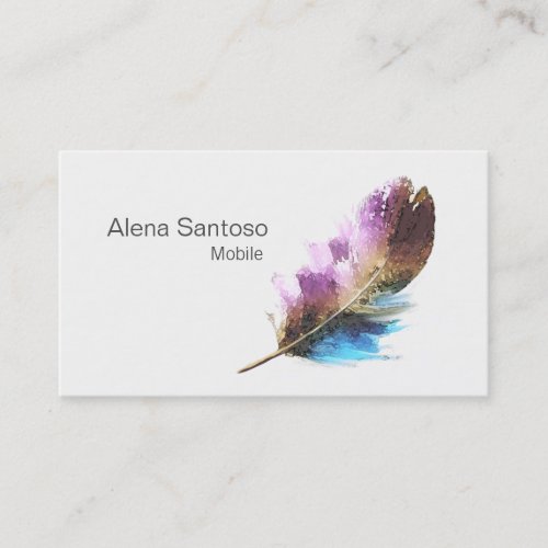 Feather Watercolor Business Card