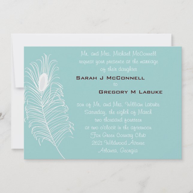 Feather Wedding Invitation (Front)