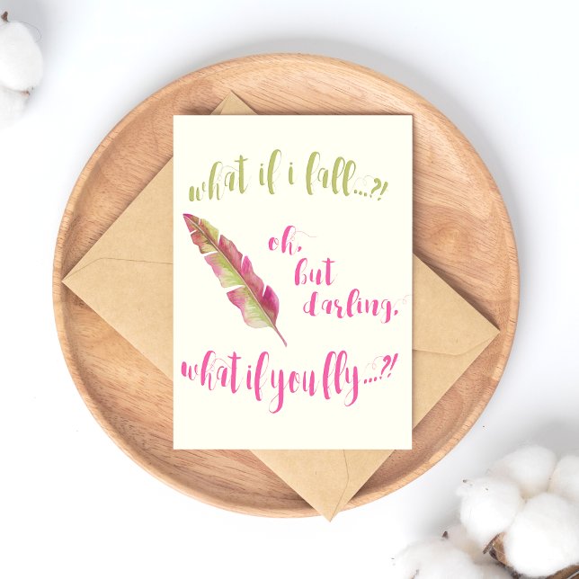 Feather - What if I fall? - Inspirational postcard (Creator Uploaded)