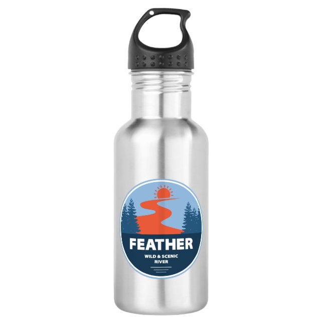 Feather Wild And Scenic River Stainless Steel Water Bottle (Front)