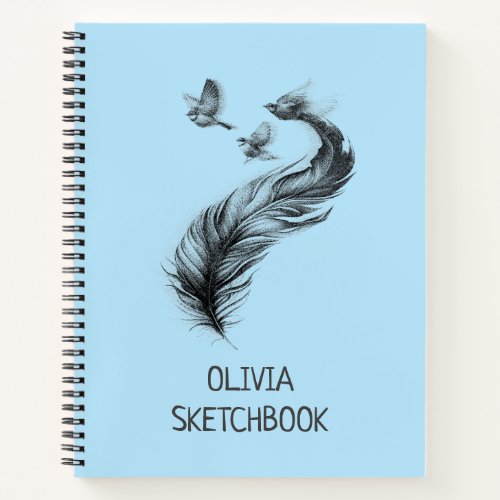 Feather with birds design notebook
