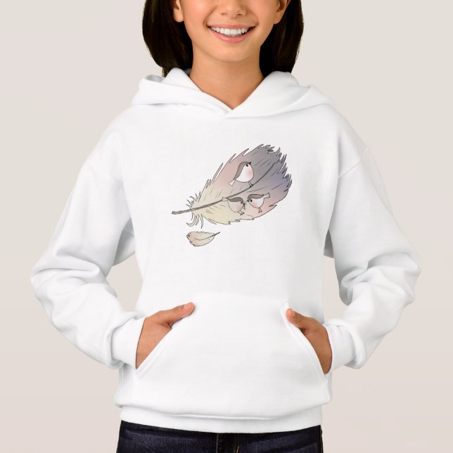 feather with birds hoodie (Front)