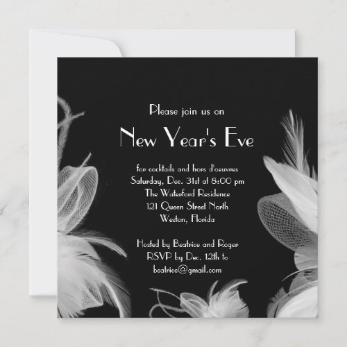 Feathered 1920s New Years Party Invitation