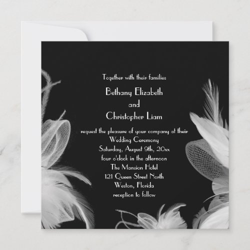 Feathered 1920's Wedding Invitation 2