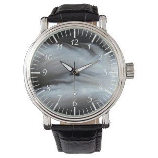 Feathered Black Agate cool natural stone Watch
