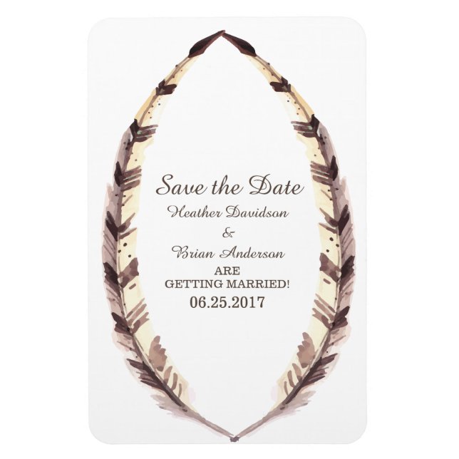 Feathered Border Save the Date Flexi Magnet (Vertical)