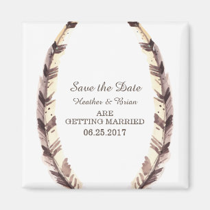 Feathered Border Save the Date Magnet