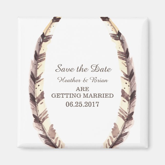 Feathered Border Save the Date Magnet (Front)