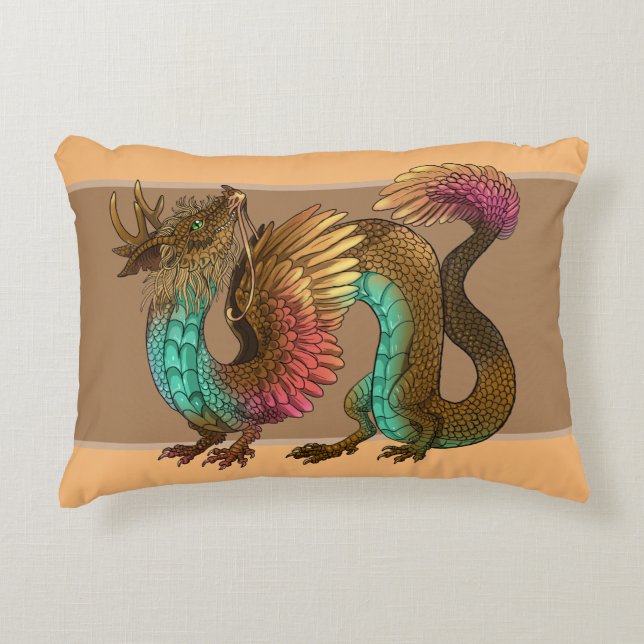 Feathered Dragon Accent Pillow (Front)
