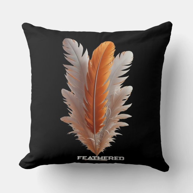Feathered Duality Balance of Light Amber & Ivory S Throw Pillow (Front)