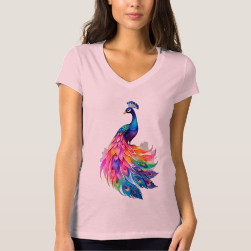 Feathered Elegance A Majestic Peacock T_Shirt 