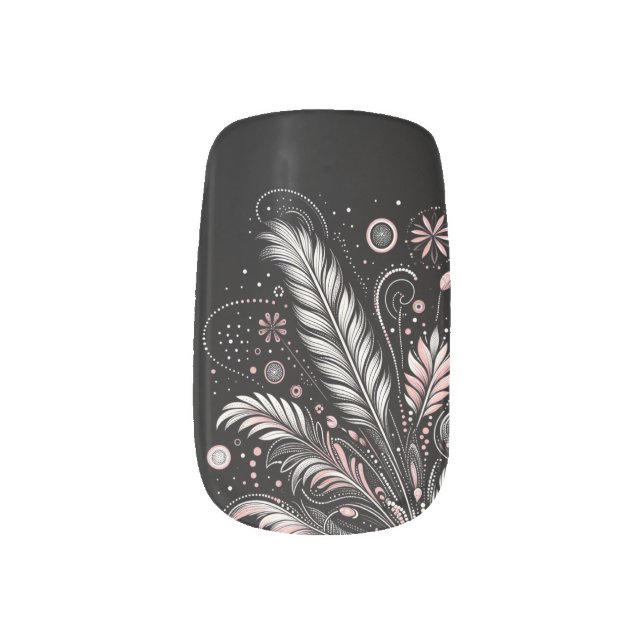 Feathered Elegance Minx Nail Art (Left Thumb)