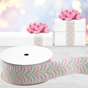 Feathered Fete Stripe in Pink and Green Grosgrain Ribbon