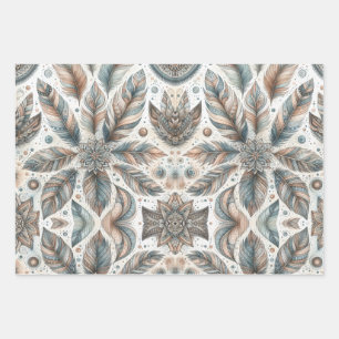 Feathered Flower Wrapping Paper Sheets