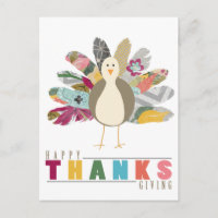 Feathered Friend Happy Thanksgiving Postcard