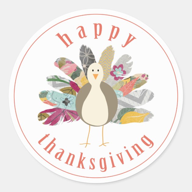 Feathered Friend Happy Thanksgiving Stickers