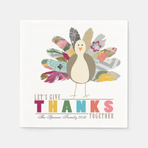 Feathered Friend Personalized Thanksgiving Napkins