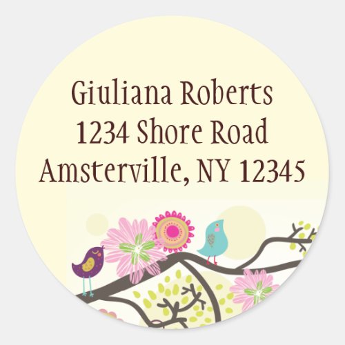 Feathered Friends Round Address Sticker